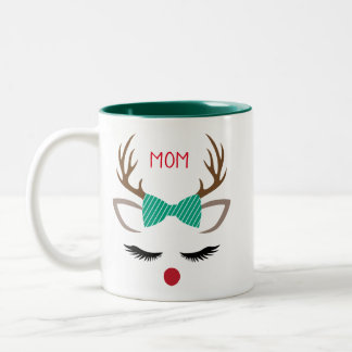 TASSE 2 COULEURS CHRISTMAS FILLE REINDEER VISAGE PERSONNALISER
