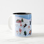 Tasse 2 Couleurs Christmas Labrador Fun Peinture (Devant gauche)