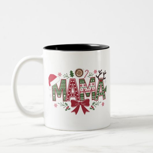 Tasse 2 Couleurs Christmas Mama Coquette Bow Mama Claus Tree Cake (Gauche)