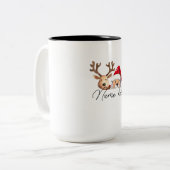 Tasse 2 Couleurs Christmas Peeking Nom personnalisé (Devant gauche)