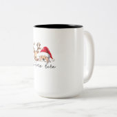 Tasse 2 Couleurs Christmas Peeking Nom personnalisé (Devant droit)