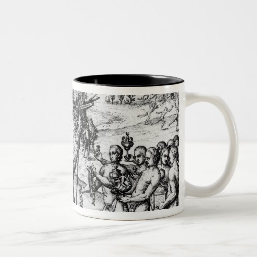 Tasse 2 Couleurs Christophe Colomb recevant des cadeaux (Droit)