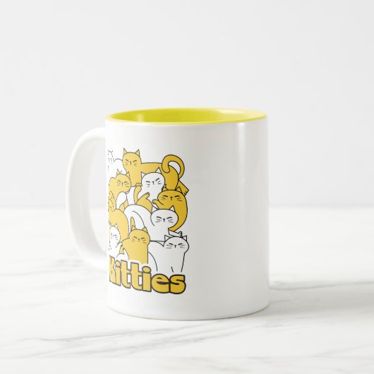 Tasse 2 Couleurs Chubby Kitties Design - Cat Art adorable (Devant gauche)