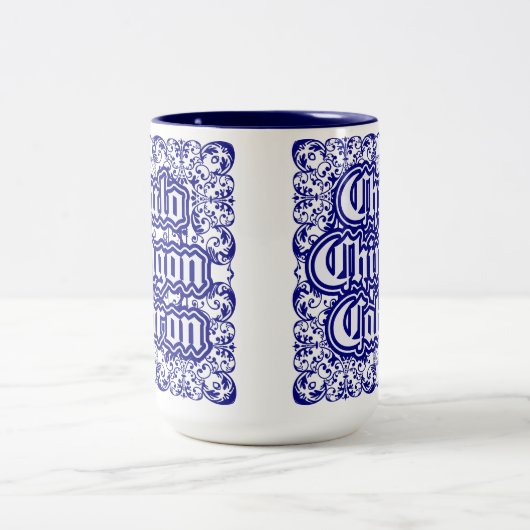 Tasse 2 Couleurs Chulo Chingon Cabron imprimé Bandana bleu (Centre)