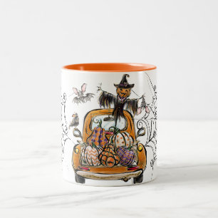 Tasse 2 Couleurs Chute Citrouille Patuck avec chauve-souris épouvan