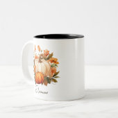 Tasse 2 Couleurs Chute de patchs de Citrouille orange d'aquarelle m (Devant gauche)