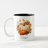 Tasse 2 Couleurs Chute de patchs de Citrouille orange d'aquarelle m (Gauche)
