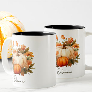 Tasse 2 Couleurs Chute de patchs de Citrouille orange d'aquarelle m