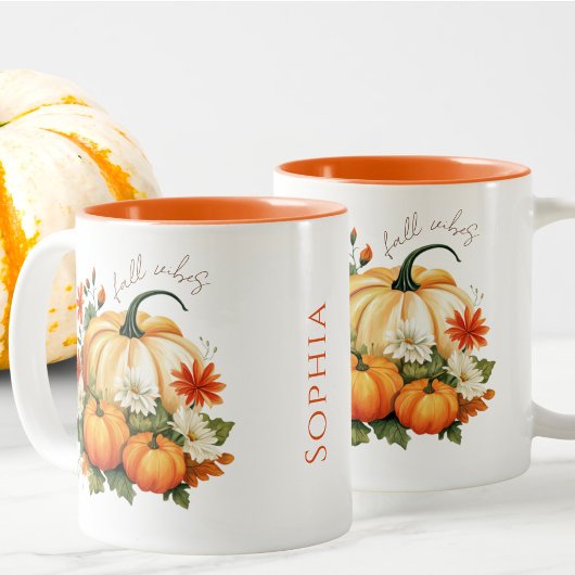 Tasse 2 Couleurs Chute de patchs de Citrouille orange d'aquarelle m