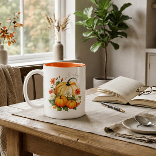Tasse 2 Couleurs Chute de patchs de Citrouille orange d'aquarelle m