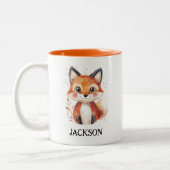 Tasse 2 Couleurs Chute Fox Aquarelle Animal Simple mignonne Nom des (Gauche)