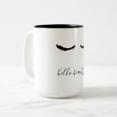 Tasse 2 Couleurs Cils noirs bonjour beaux (Devant gauche)