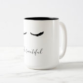 Tasse 2 Couleurs Cils noirs bonjour beaux (Devant droit)
