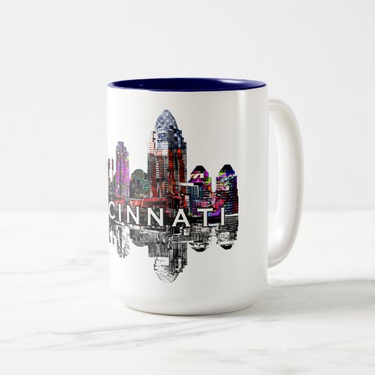 Tasse 2 Couleurs Cincinnati, Ohio en graffiti (Devant droit)