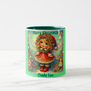 Tasse 2 Couleurs CINDY LOU ~ VINTAGE Christmas GIRL~