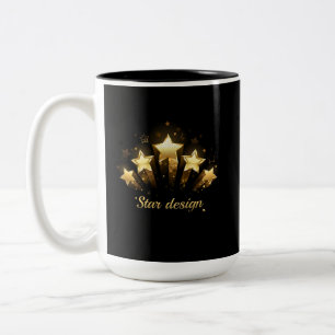 Tasse 2 Couleurs Cinq étoiles d'or en noir
