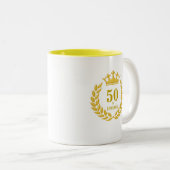 Tasse 2 Couleurs Cinquante et fabuleux avec Laurel Wreath & Crown (Devant droit)