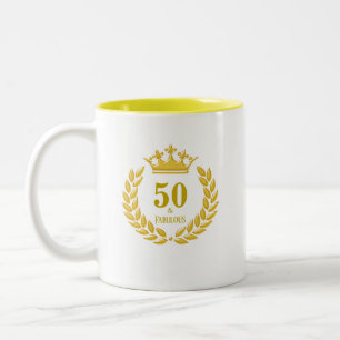 Tasse 2 Couleurs Cinquante et fabuleux avec Laurel Wreath & Crown