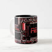 Tasse 2 Couleurs Circuit rouge 2 monogramme muet (Devant gauche)