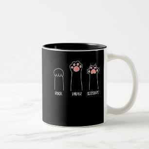 Tasse 2 Couleurs Ciseaux Papier Rocher Jeu Maigre Paw Drôle Chat