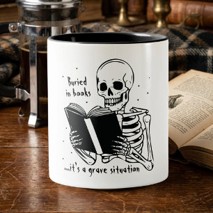 Tasse 2 Couleurs Citation Amusante d'Amateur de Livre Squelette Noi