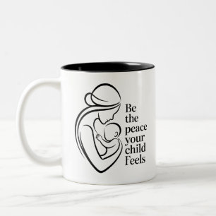 Tasse 2 Couleurs Citation d'art de ligne de mère bébé minimaliste