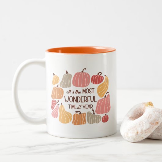 Tasse 2 Couleurs Citation d'automne Boho (Avec donut)