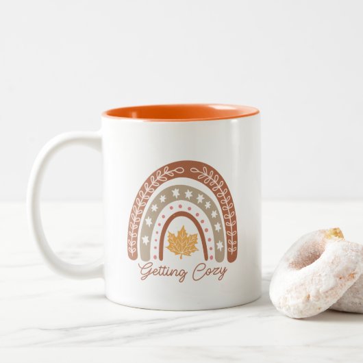 Tasse 2 Couleurs Citation d'automne Boho (Avec donut)