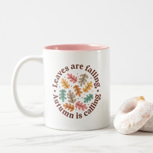 Tasse 2 Couleurs Citation d'automne Boho (Avec donut)