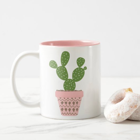 Tasse 2 Couleurs Citation de cactus mignon (Avec donut)