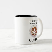 Tasse 2 Couleurs Citation de café Brown (Devant droit)