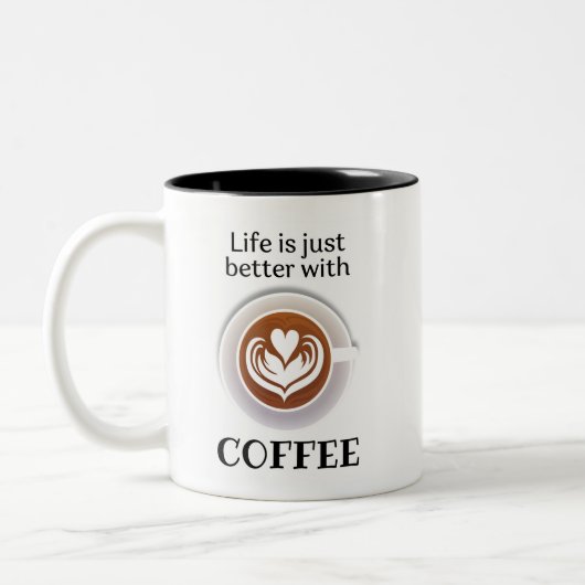 Tasse 2 Couleurs Citation de café Brown (Gauche)