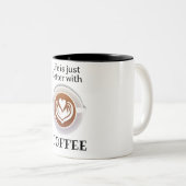 Tasse 2 Couleurs Citation de café simple marron (Devant droit)