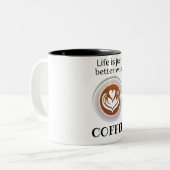 Tasse 2 Couleurs Citation de café simple marron (Devant gauche)