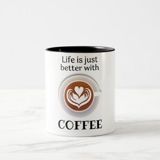 Tasse 2 Couleurs Citation de café simple marron (Centre)