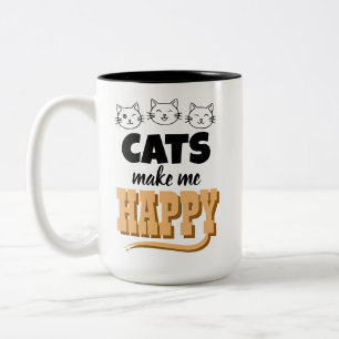 Tasse 2 Couleurs Citation de chat mignon Typographie Amateur de cha