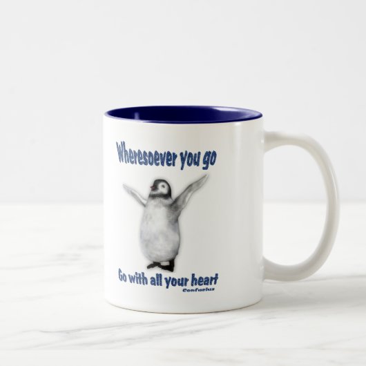 Tasse 2 Couleurs Citation de Confucius Inspirationnelle Penguin (Droit)