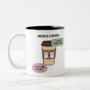Tasse 2 Couleurs Citation de connaissance secrète de maman café drô
