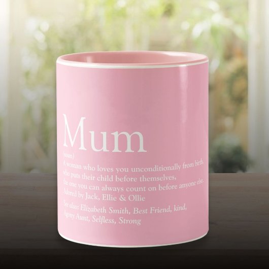 Tasse 2 Couleurs Citation de définition de maman drôle rose
