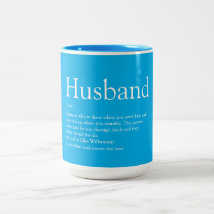 Tasse 2 Couleurs Citation de définition de mari amusant Bleu frais