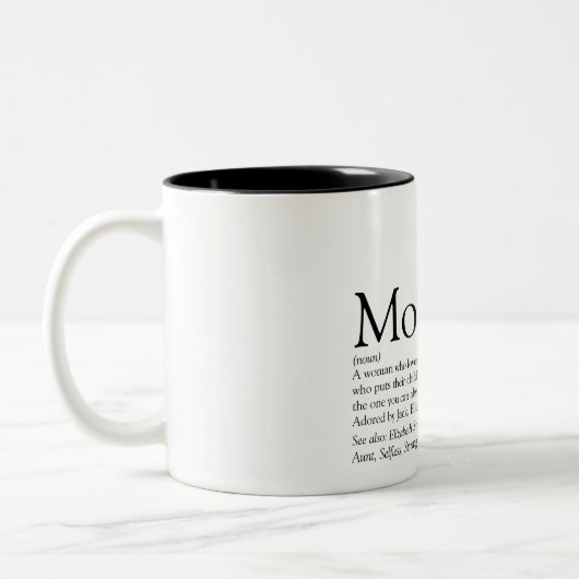 Tasse 2 Couleurs Citation de définition maman noir et blanc (Gauche)