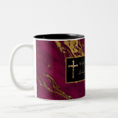 Tasse 2 Couleurs Citation de l'Écriture en marbre crucifix (Gauche)