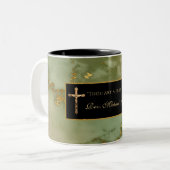 Tasse 2 Couleurs Citation de l'Écriture en marbre crucifix (Devant gauche)