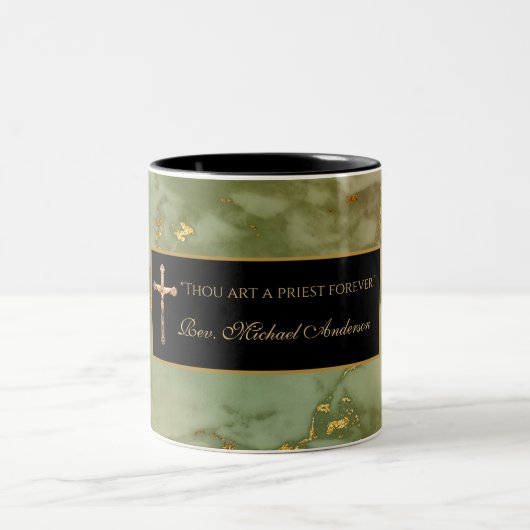 Tasse 2 Couleurs Citation de l'Écriture en marbre crucifix (Centre)