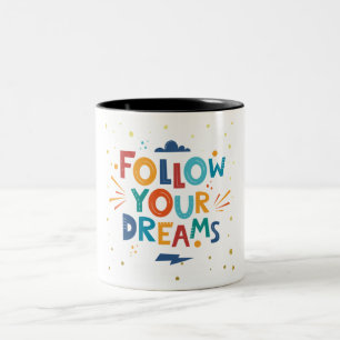 Tasse 2 Couleurs Citation de motivation quotidienne colorée blanche