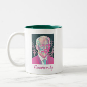 Tasse 2 Couleurs Citation de portrait coloré de Tchaikovski