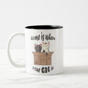 Tasse 2 Couleurs Citation drôle Accueil est où est votre chat