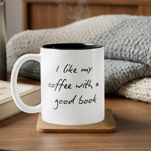 Tasse 2 Couleurs Citation drôle d'amateur de livres Noir et Blanc