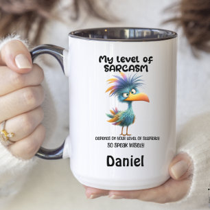 Tasse 2 Couleurs Citation drôle Grumpy Bird Mon niveau de sarcasme