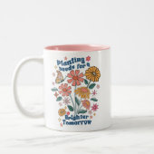 Tasse 2 Couleurs Citation Florale Rétro  (Gauche)